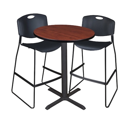 Cain Cain Caf e Table & Chair Sets, 30 W, 30 L, 42 H, Cherry TCB30RNDCH4495BK